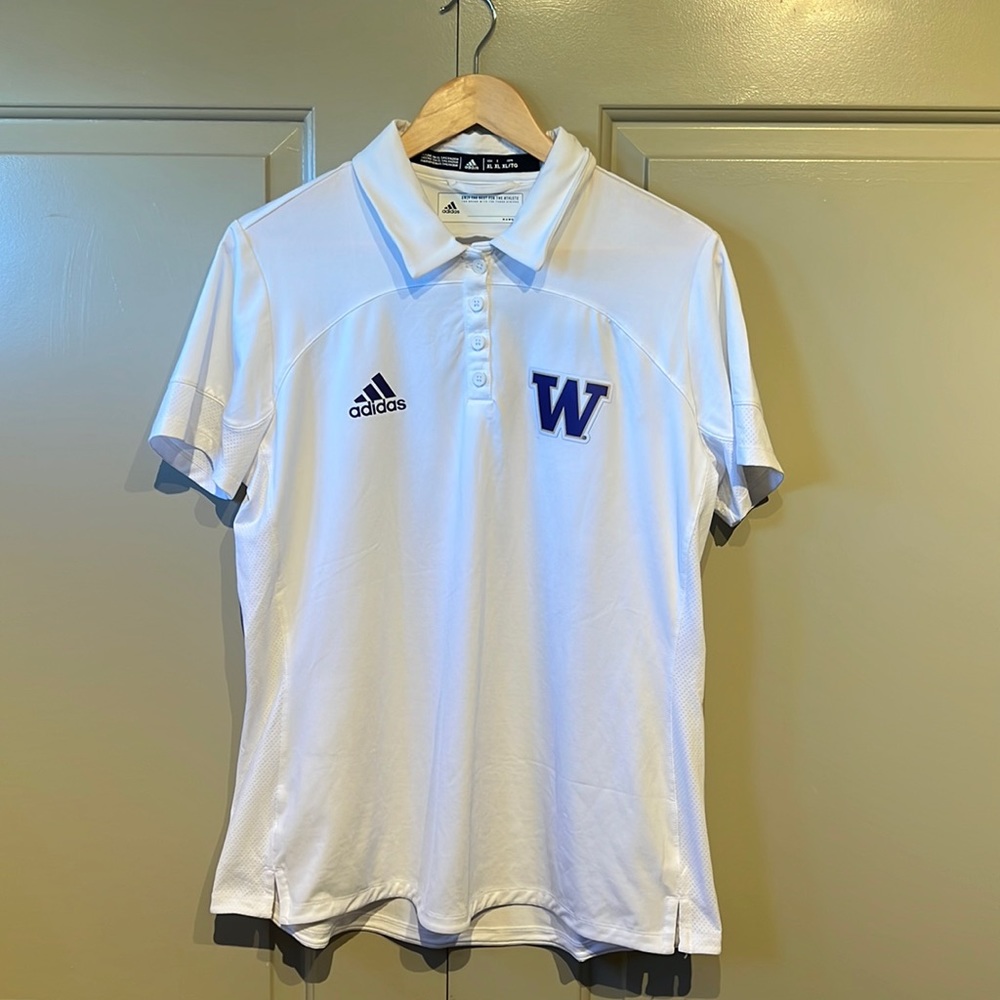 Adidas Aeroready University of Washington Athletic Collared Polo, White XL